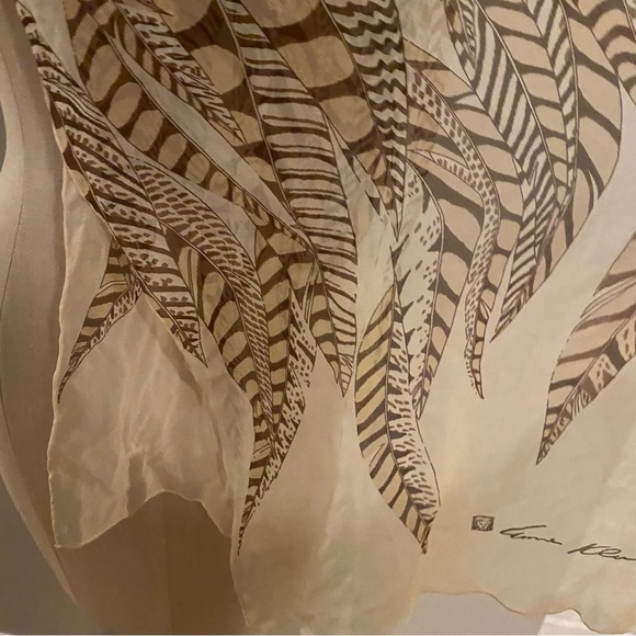 Anne Klein silk sustainable feather print sheer scarf wrap - Picture 5 of 16